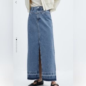 Mango denim maxi skirt with a slit